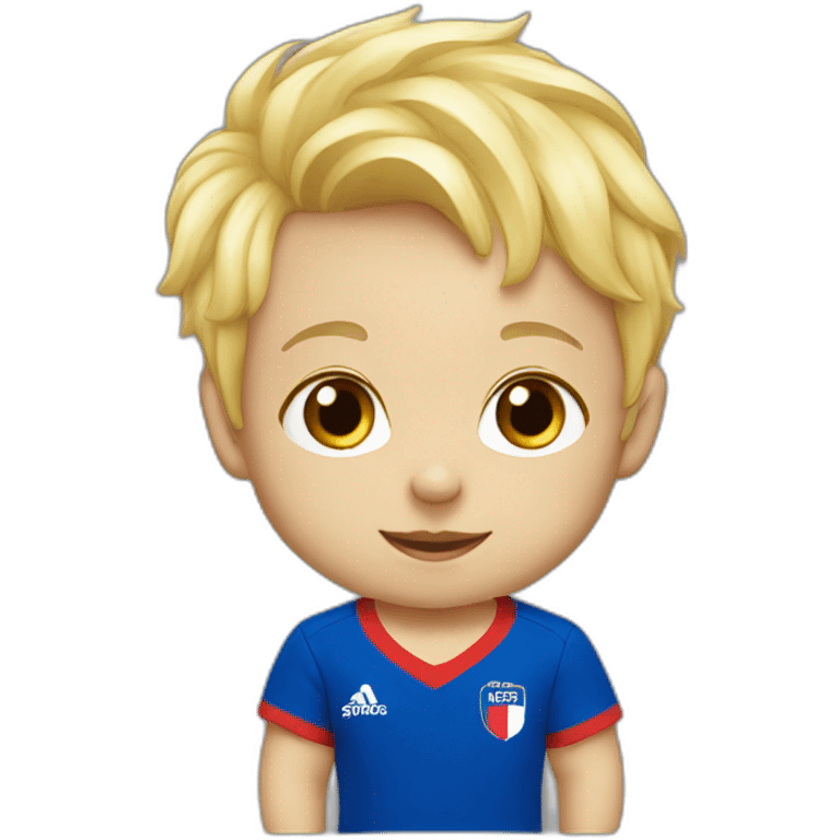 blond baby with a French team football t-shirt emoji