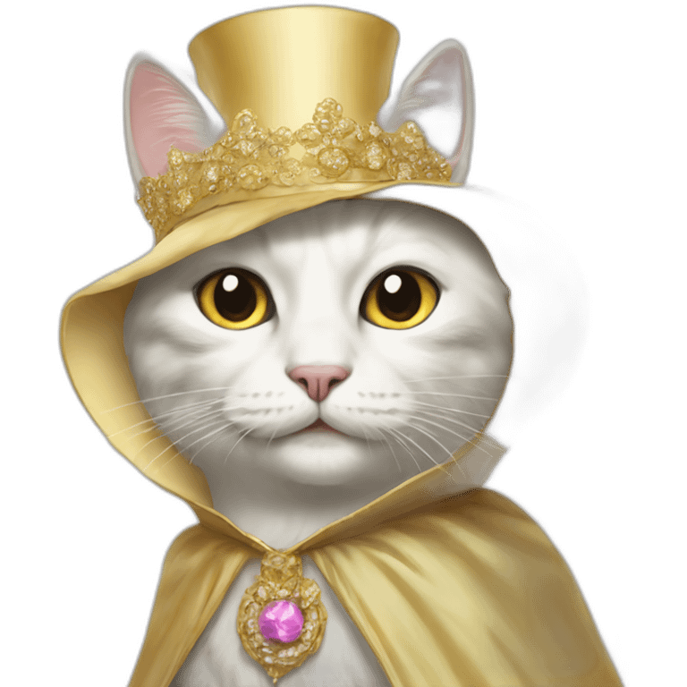 Cream cat with Liberace cape emoji