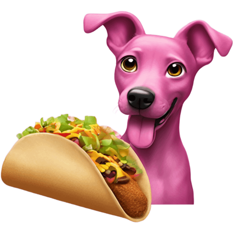 Pink dog eating taco Bell ￼ emoji