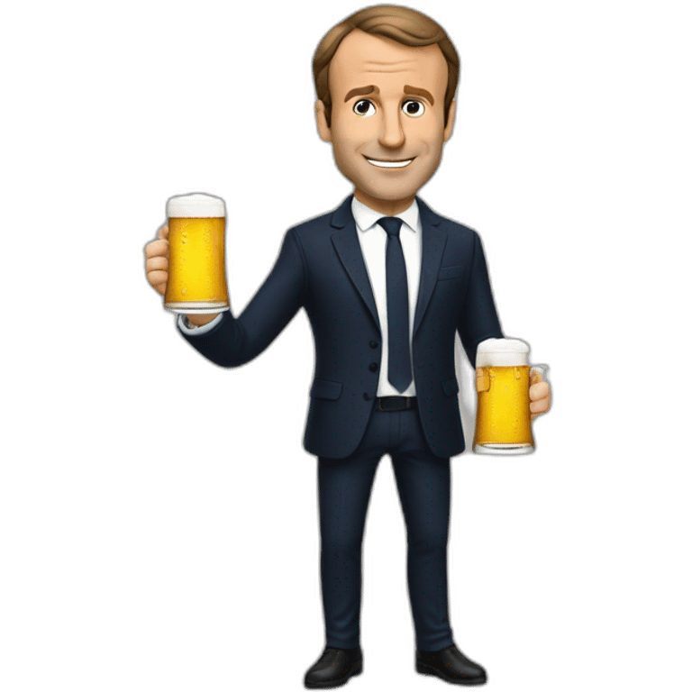 Macron avec une biere emoji