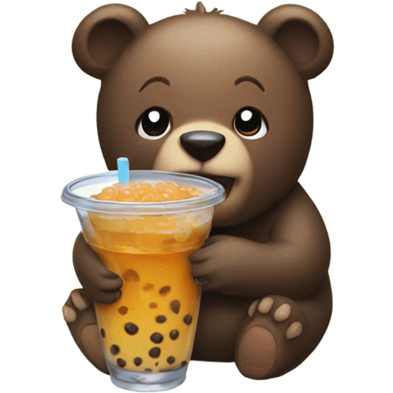 Bear drinking boba emoji