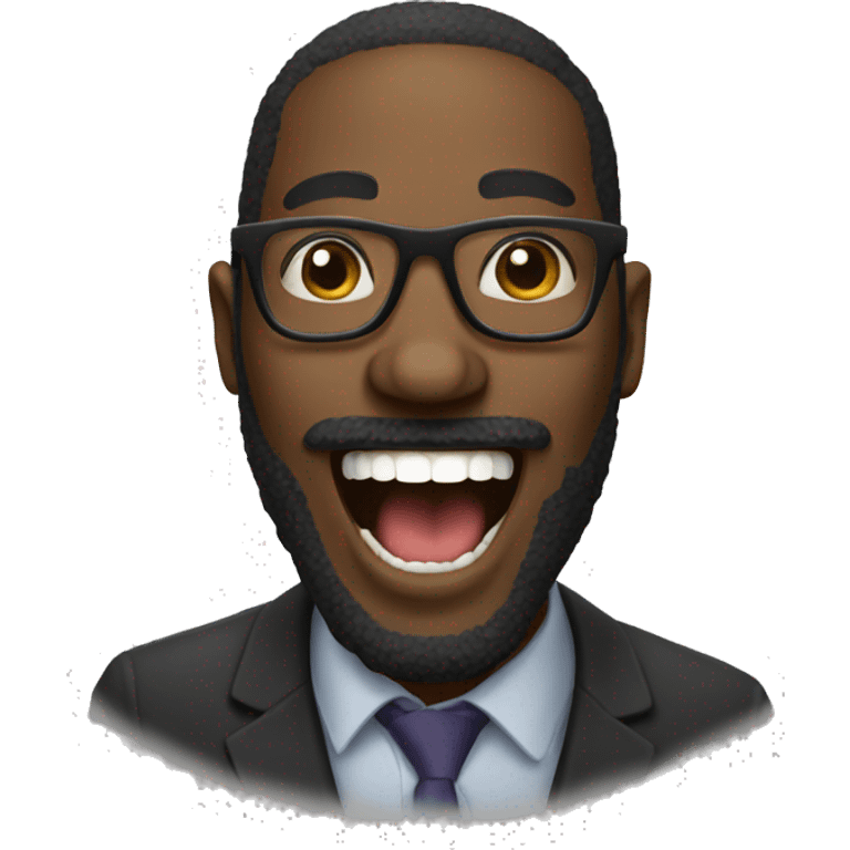 black man face beard glasses laughing open mouth emoji