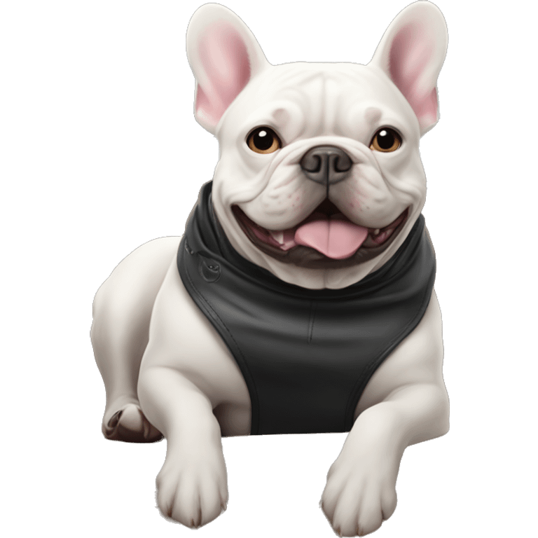 French bull dog in a Tesla emoji