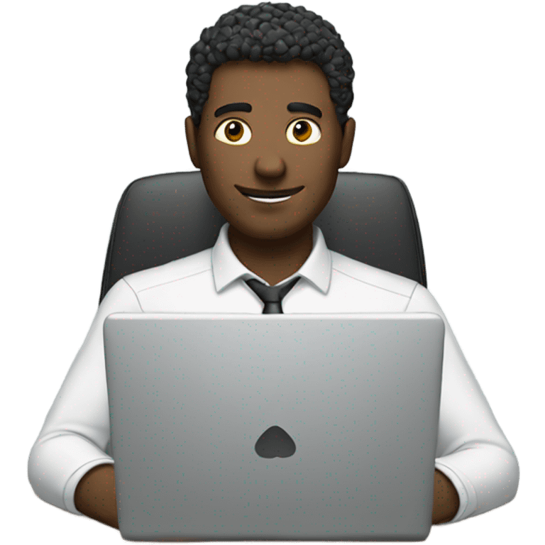 man working at a computer with a profile perspective emoji