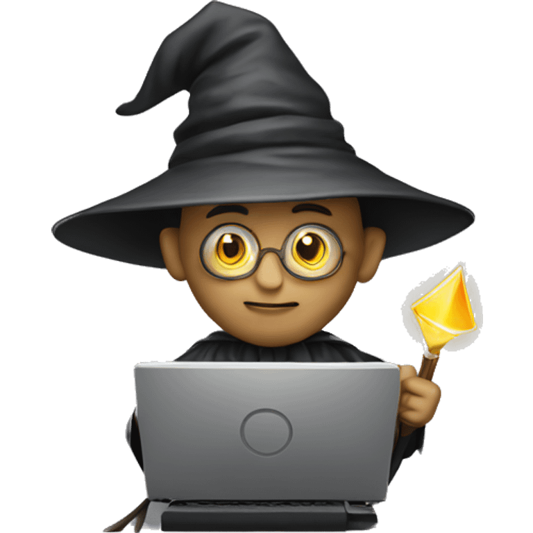 wizard coding computer with magic emoji