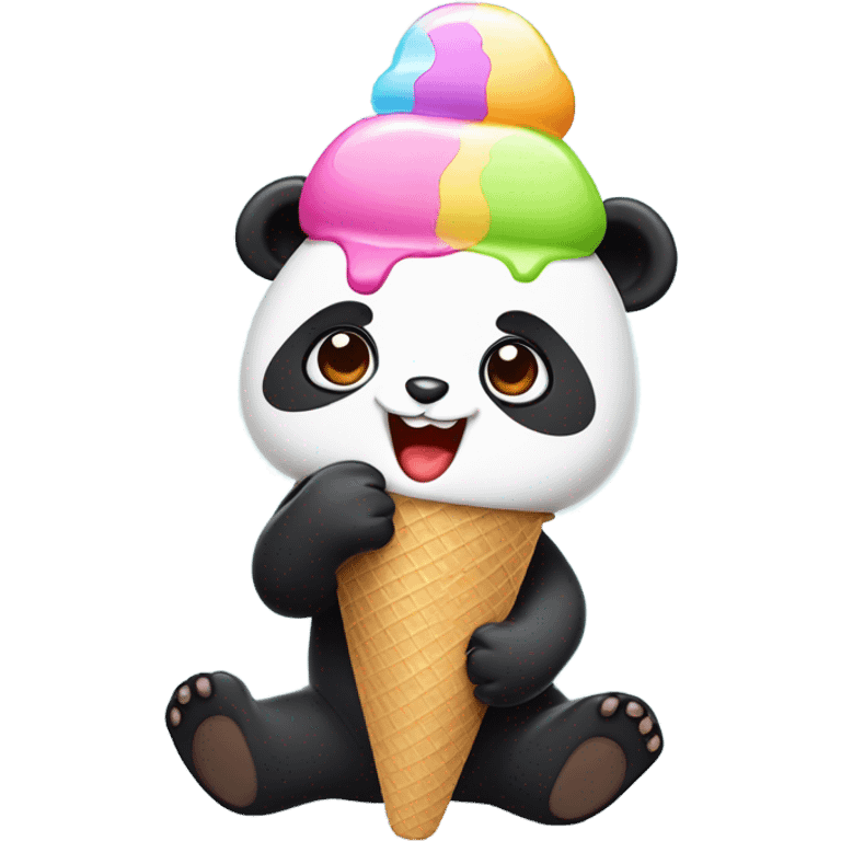 Panda eating ice cream emoji