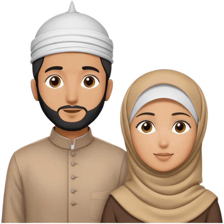 a muslim couple looking up (standing separate) (hijabi and muslim man with topi) emoji