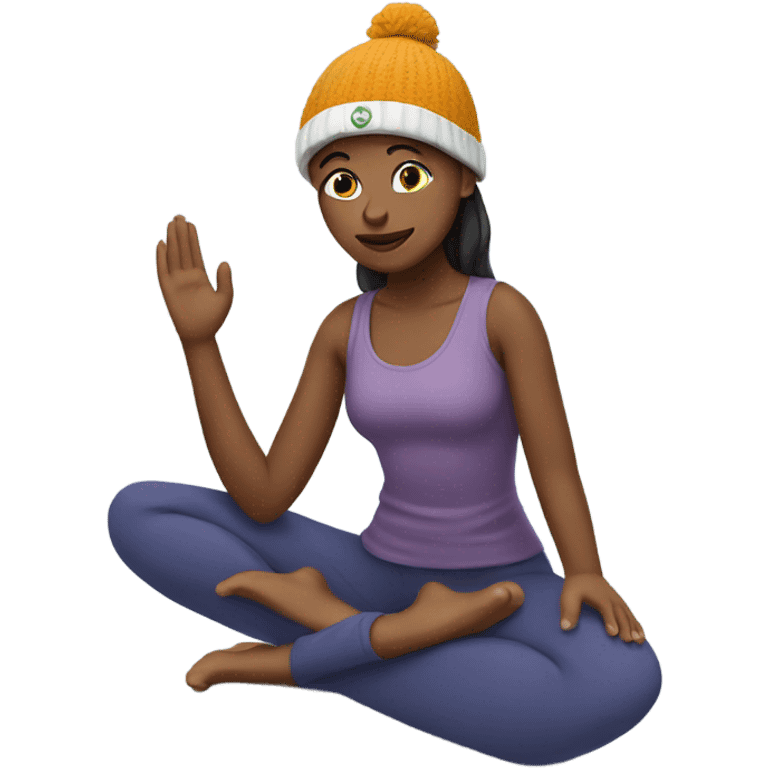 Yoga student with a beanie emoji