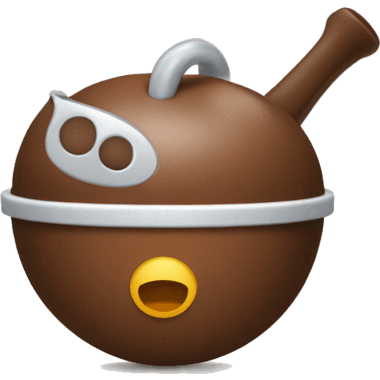 un tazon redondo y pequeño de colo marron que tenga una bombilla emoji