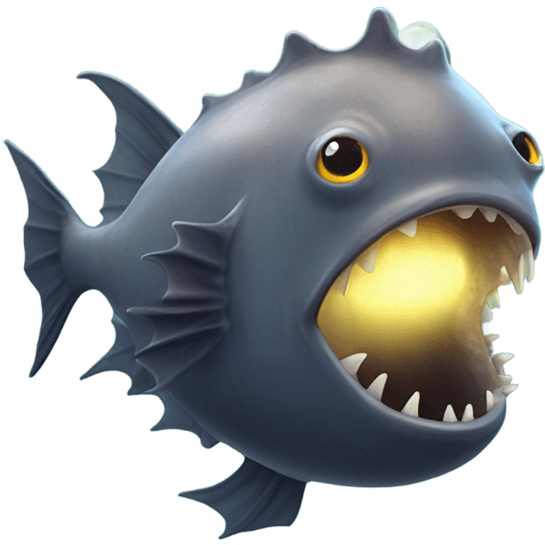 Anglerfish with glowing lure, sharp teeth, and big eyes. emoji