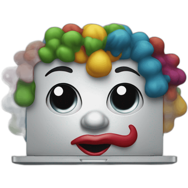 clown behind laptop emoji