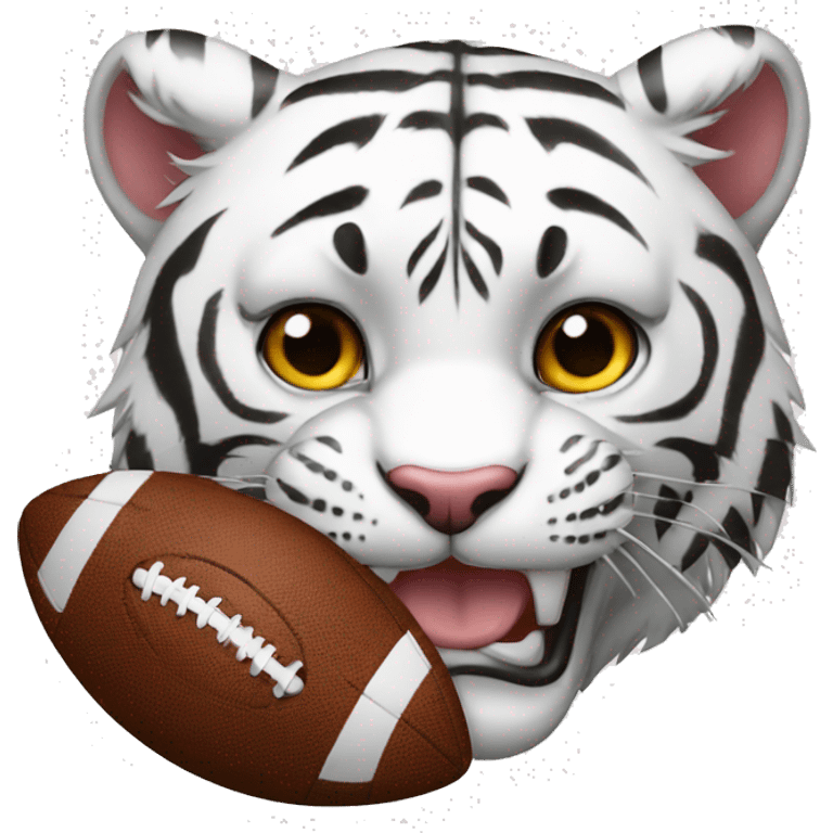 White tiger with football emoji