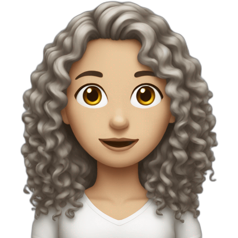 White Long Curly Brunette girl emoji