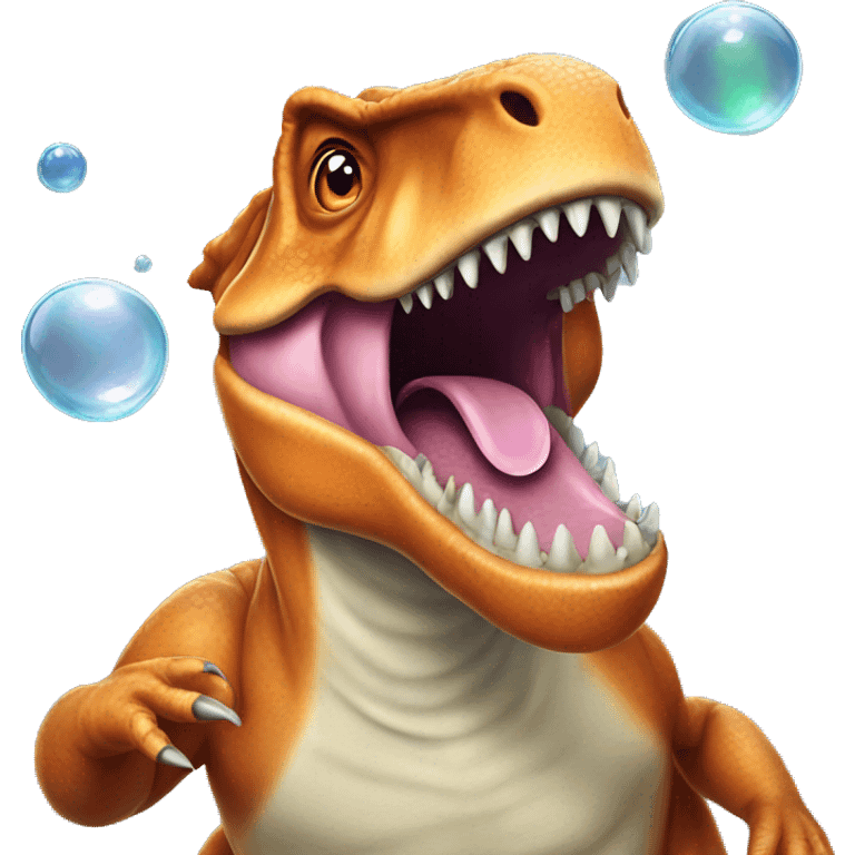 T-rex doing bubbles emoji