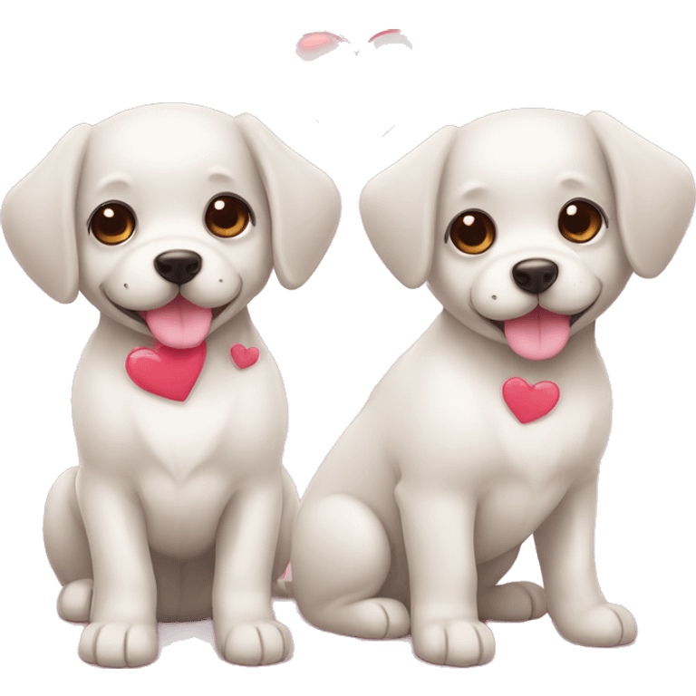 cute kawaii dogs with heart emoji