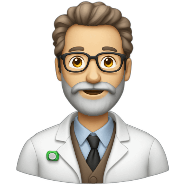 Professeur de science avec une grosse barbe marrons sans lunettes emoji