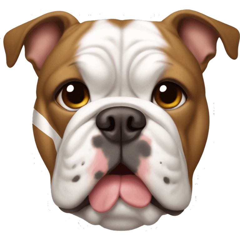 Female bulldog with brown coat with a vertical white stripe emoji