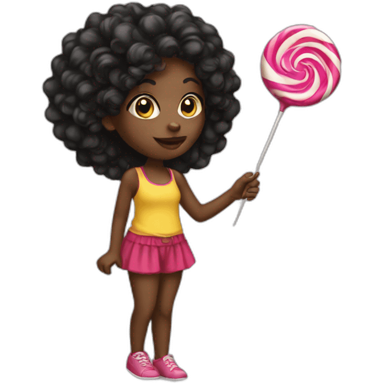 Black girl with lollipop emoji