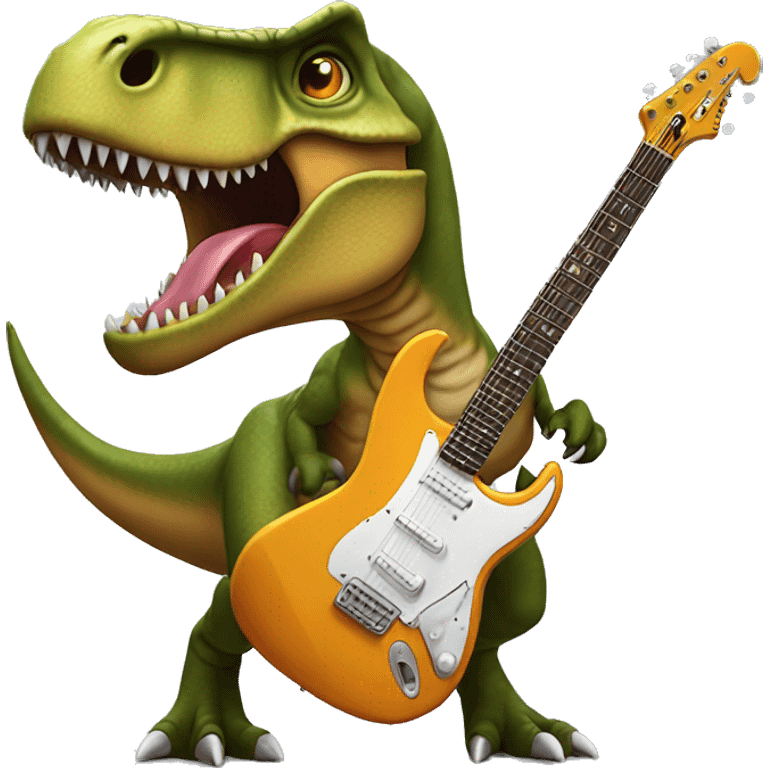 T Rex with electric guitar  emoji