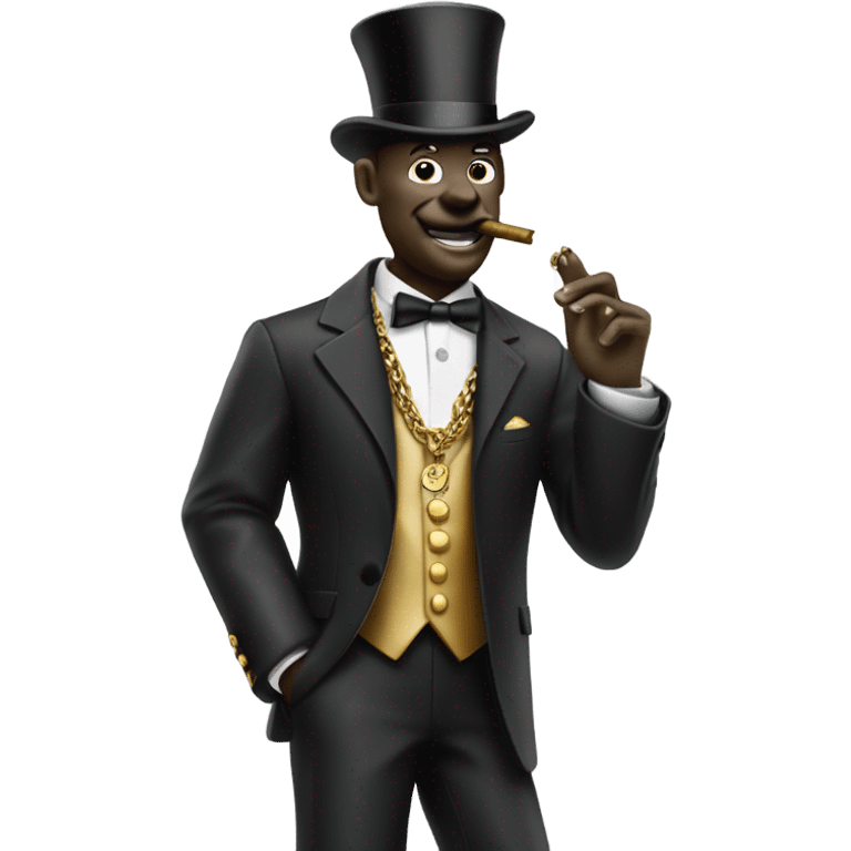 Monopoly man with gold chain necklace and smoking cigar emoji