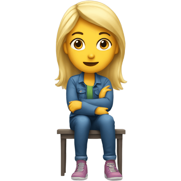 blonde girl sitting solo emoji