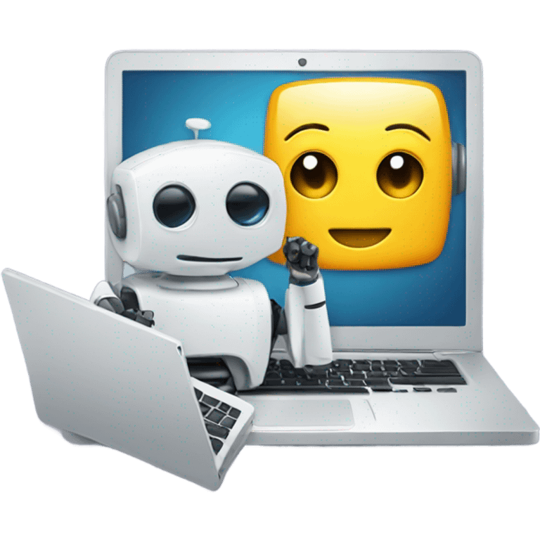 laptop and cute robot emoji