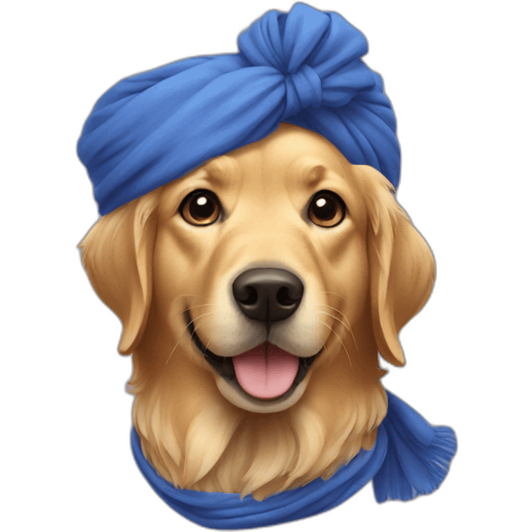 Golden retriever with a turban emoji