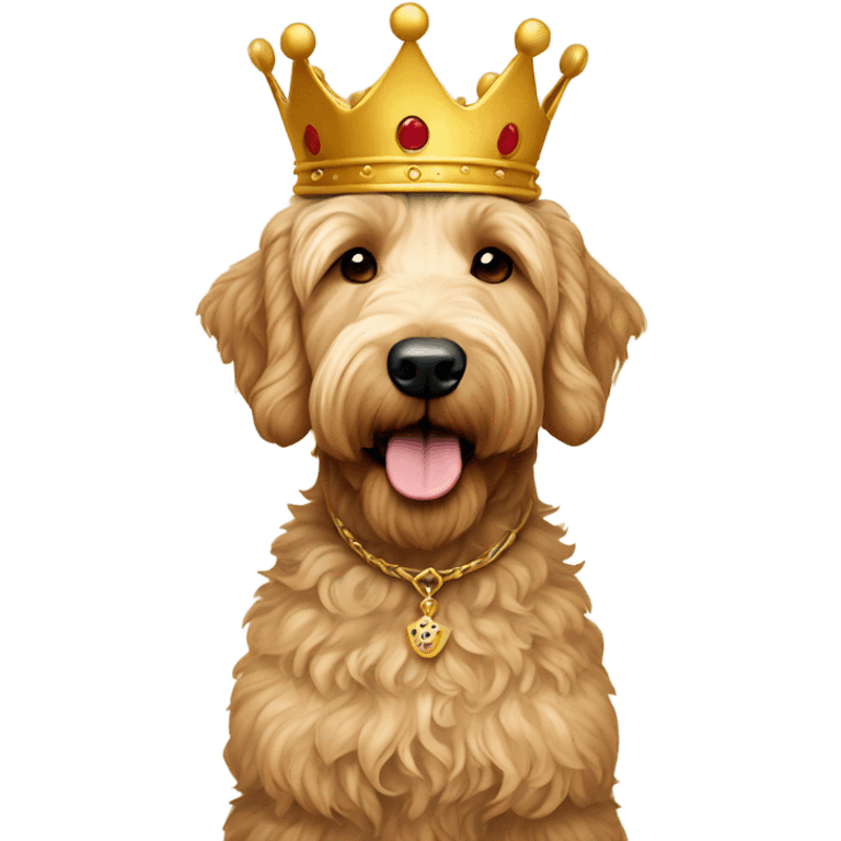 Goldendoodle with a crown emoji