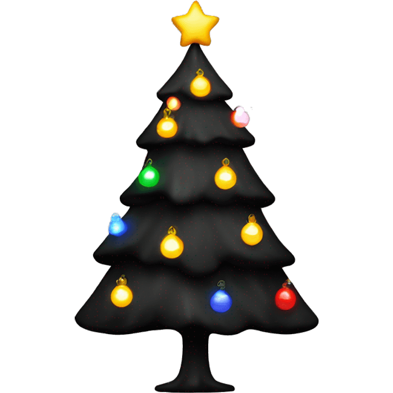 black christmas tree with lights emoji