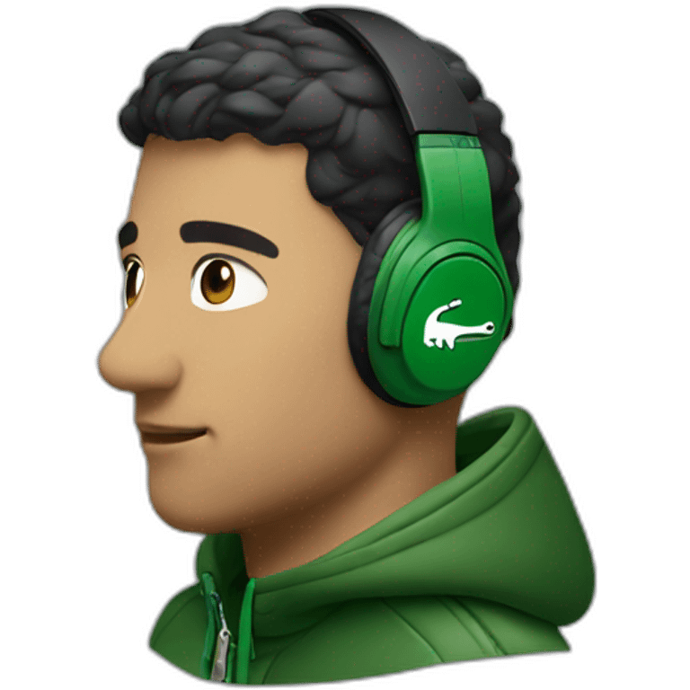 Lacoste headphone latin guy with black windbreaker emoji