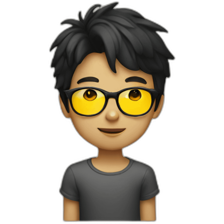 boy with yellow tinted glasses and black hair  emoji