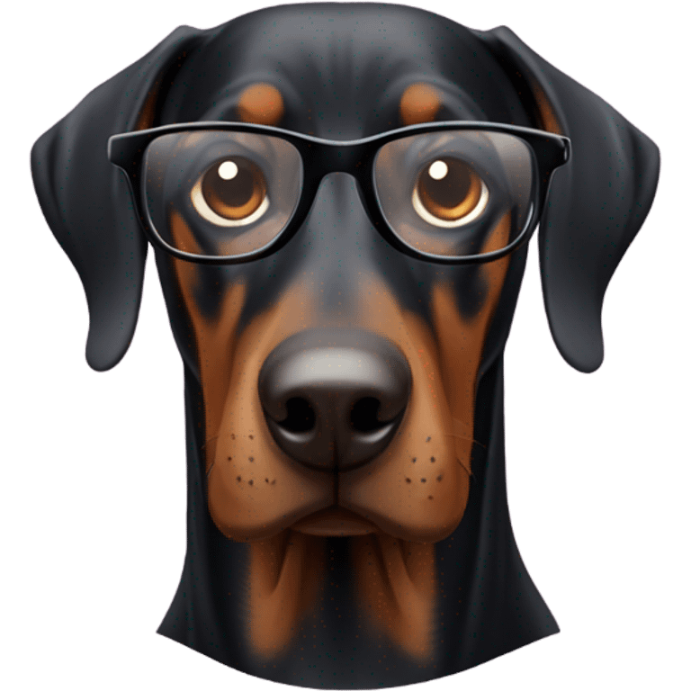 Doberman with glasses emoji