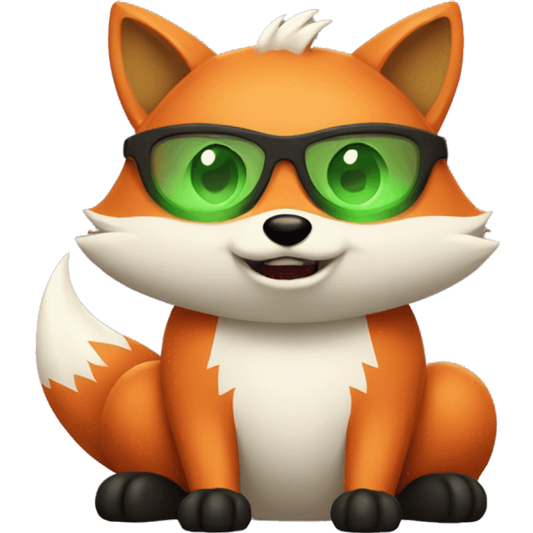 Fat fox with green eyes playing video games  emoji