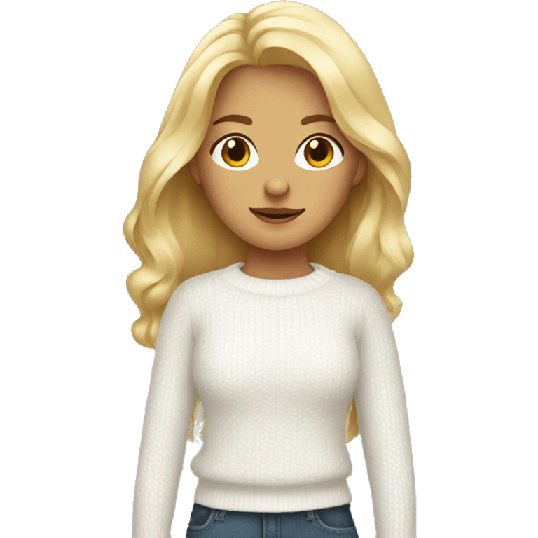 blonde girl in white sweater emoji