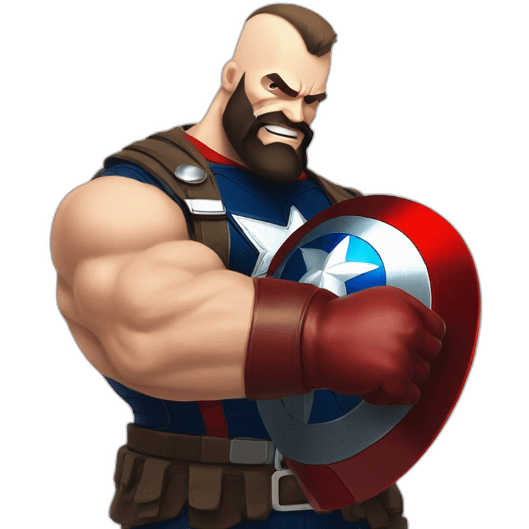 Captain america and zangief shaking hands emoji