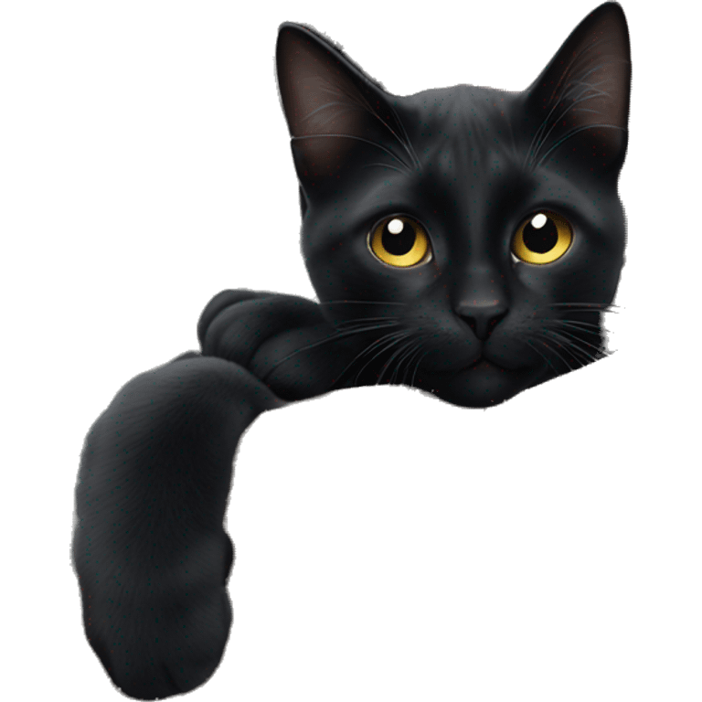 black cat hanging on beautiful woman's arms emoji