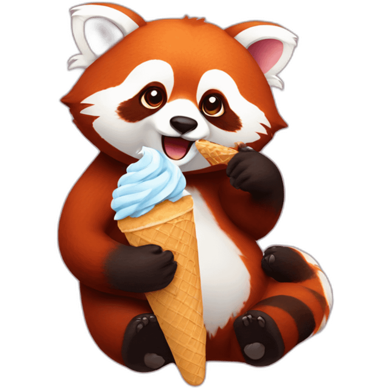 Red Panda eating ice cream emoji