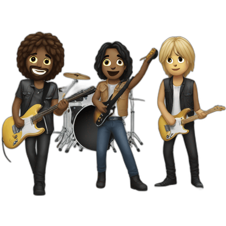 4 member rock band playing emoji