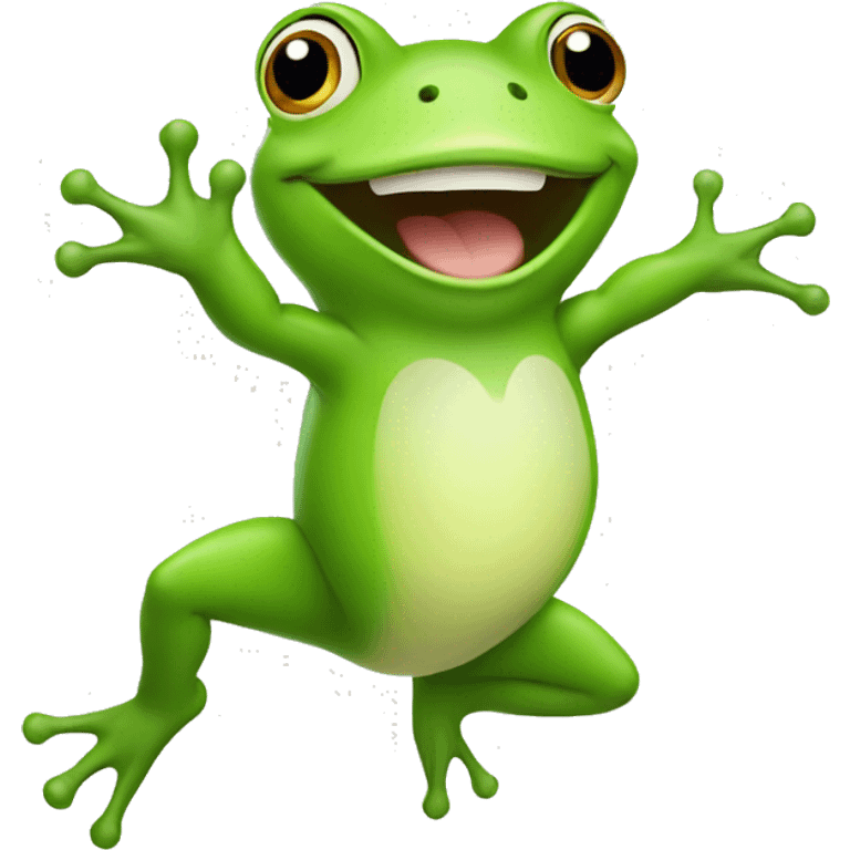 Happy cute frog jumping  emoji