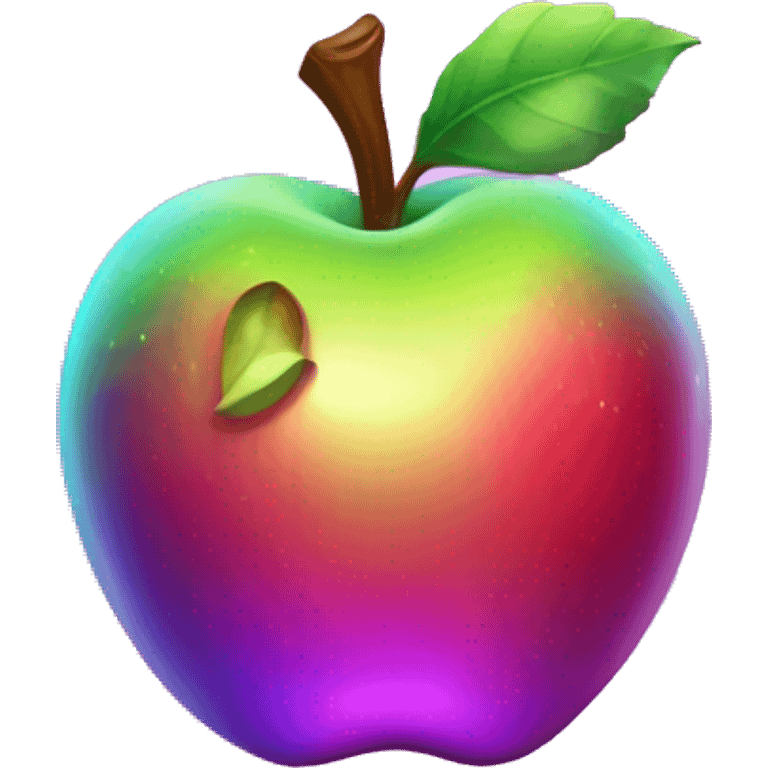 Iridescent, shiny cute neon apple emoji