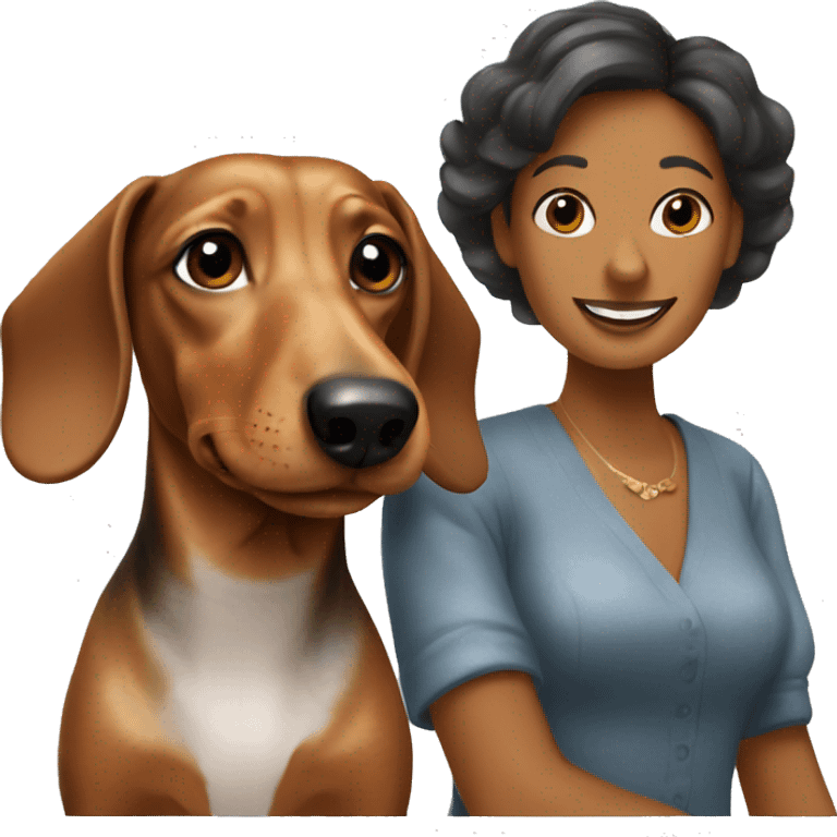 dachshund and woman emoji