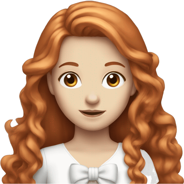 Red-haired girl with long hair and a white bow in hair with pale skin emoji