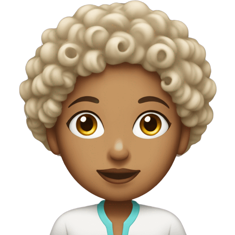 Curly haired woman applying face cream  emoji