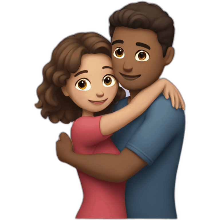 Woman hugging boyfriend emoji