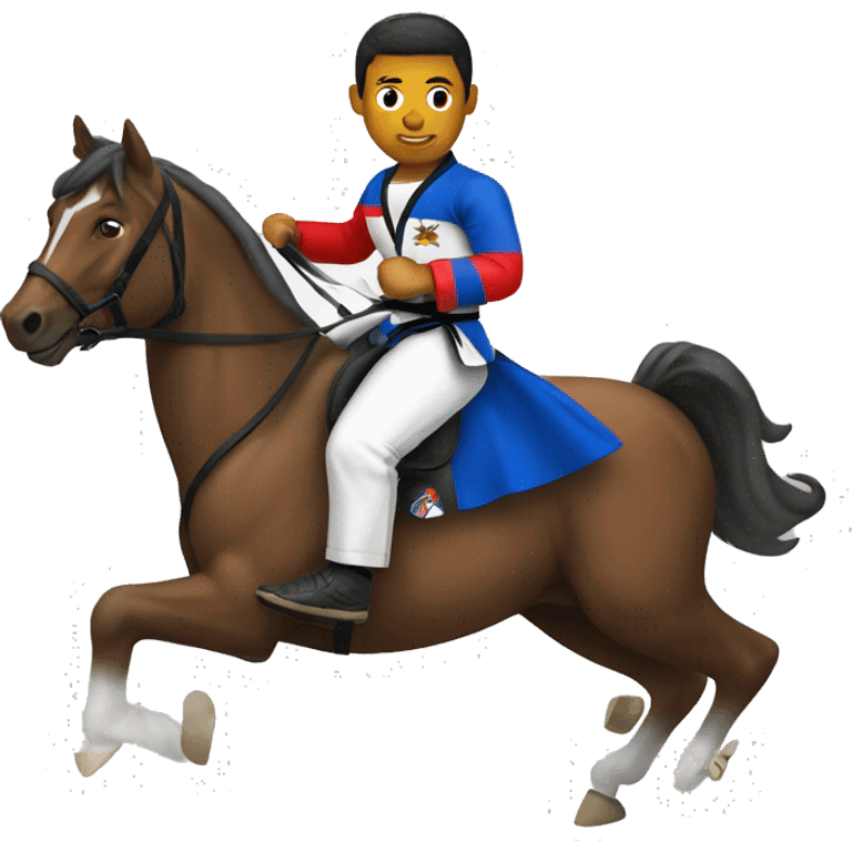 Venezuelan jiu jitsu champion riding a horse emoji