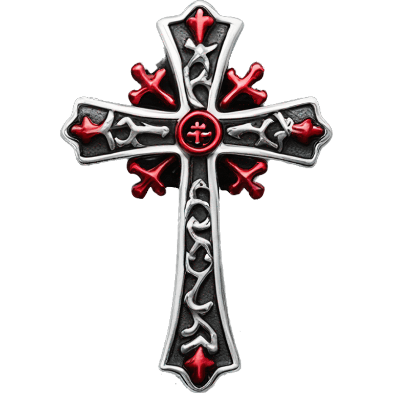 chrome hearts gothic cross silver and red emoji