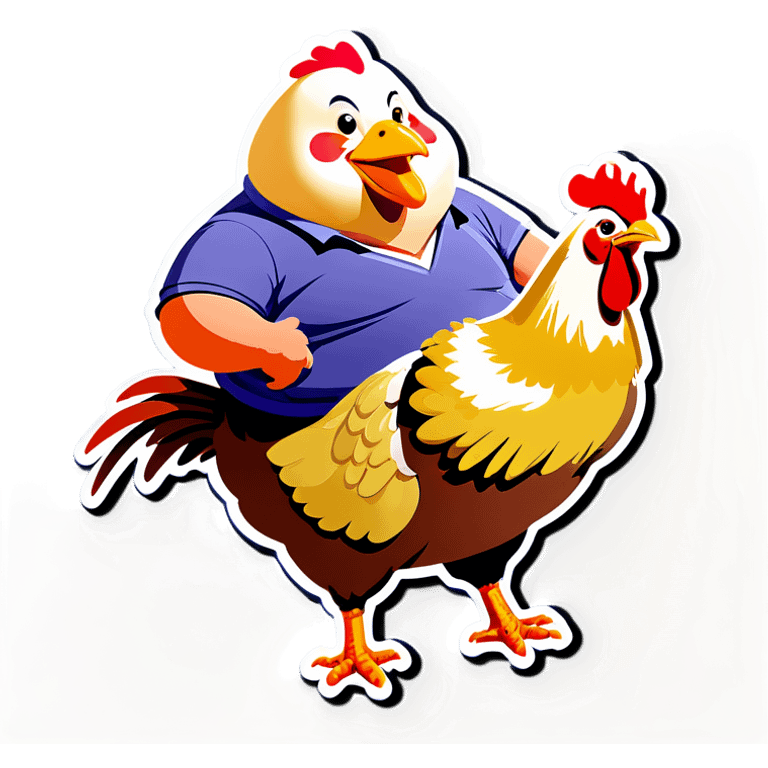 A fat man riding a chicken  emoji