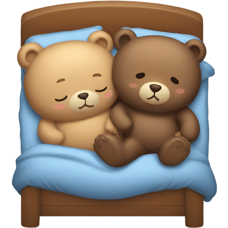 boy and girl bear asleep in bed emoji