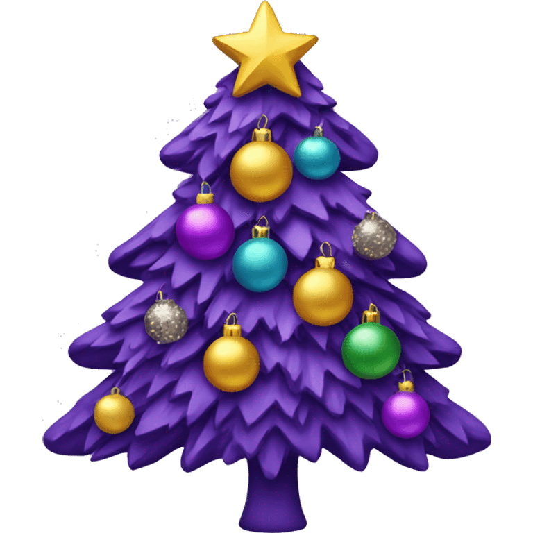 Purple Christmas tree with decorations emoji