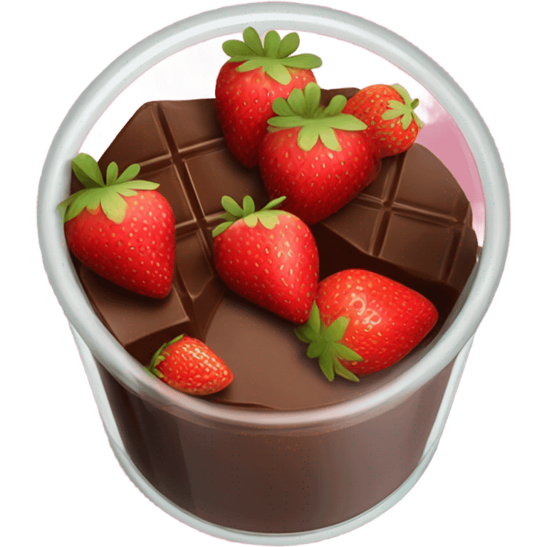 Strawberry’s and chocolate in clear cup emoji